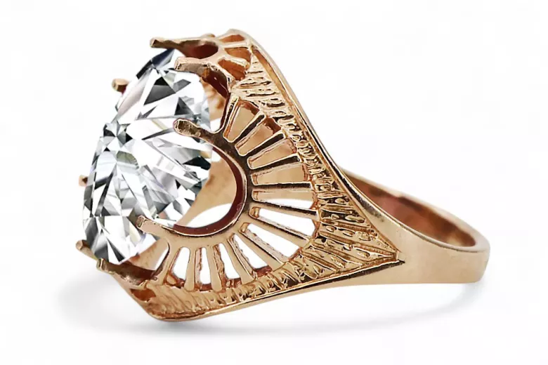 Ring Vintage style Zircon Original Vintage 14K Rose Gold vrc003r